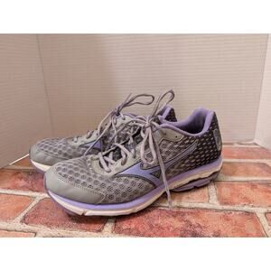 Mizuno Womens 10 Wave Rider 18 410656 Grey Purple Gray Running Shoes Sneakers